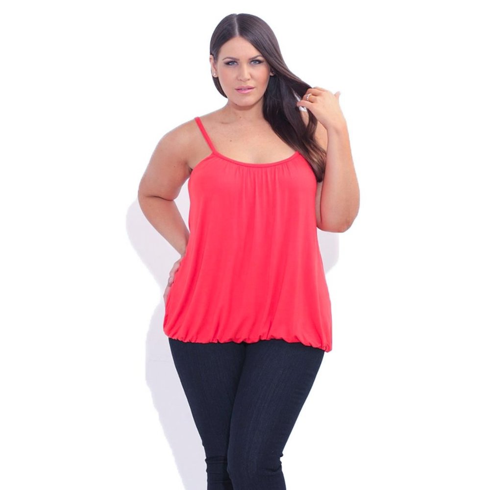 New City Chic Bubble Hem Cami Coral Hot Pink Large 20 2X Cami Top